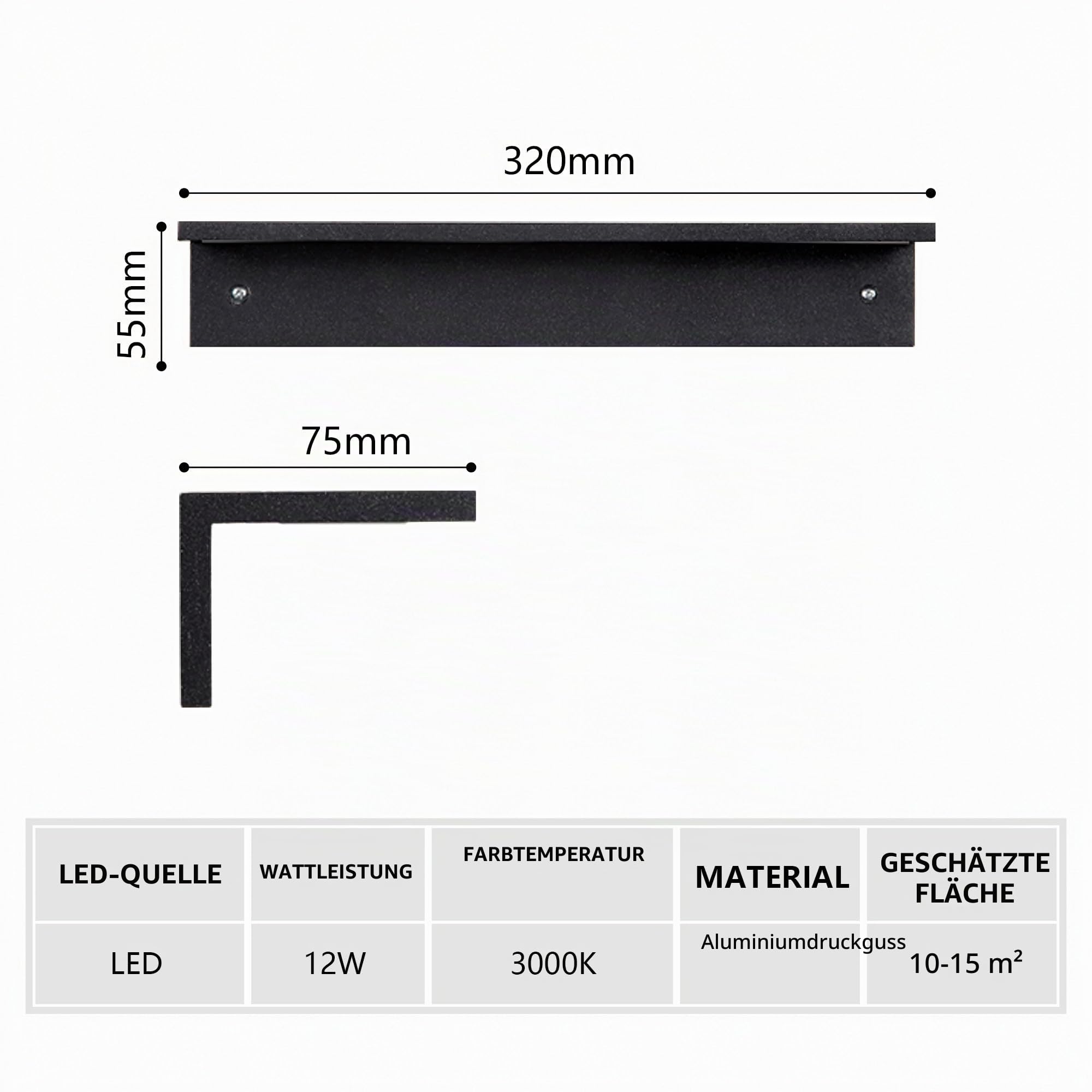 LED Außenwandleuchte Hausnummernleuchte 12W 1200LM,Moderne Außenlampe Wand IP54 Wasserdicht, Aluminium Wandlampe Außen Warmweiß 3000K,Außenbeleuchtung für Haustür Garten Eingang,Lampenlänge 320MM