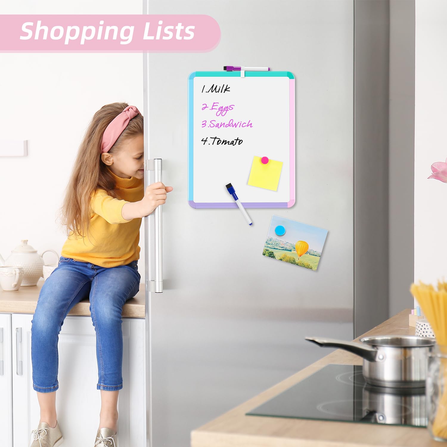 VUSIGN Pizarra blanca pequeña de borrado en seco, pizarra magnética de borrado en seco de 11 x 14 pulgadas, mini pizarra blanca con marcadores para niños, estudiantes, nevera, pared, taquilla