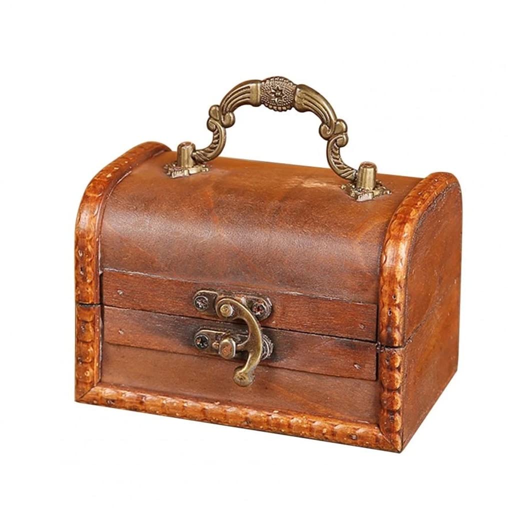 Kolczyki Schowek Artykuły domowe Retro Drewniane pudełko z biżuterią Mała walizka Kolczyki Case
