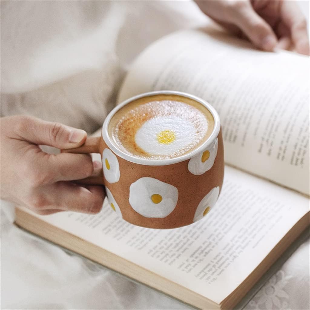 Hand Painted Poached Eggs Mug Ceramic Breakfast Coffee Milk Tea Cups Kitchen Office