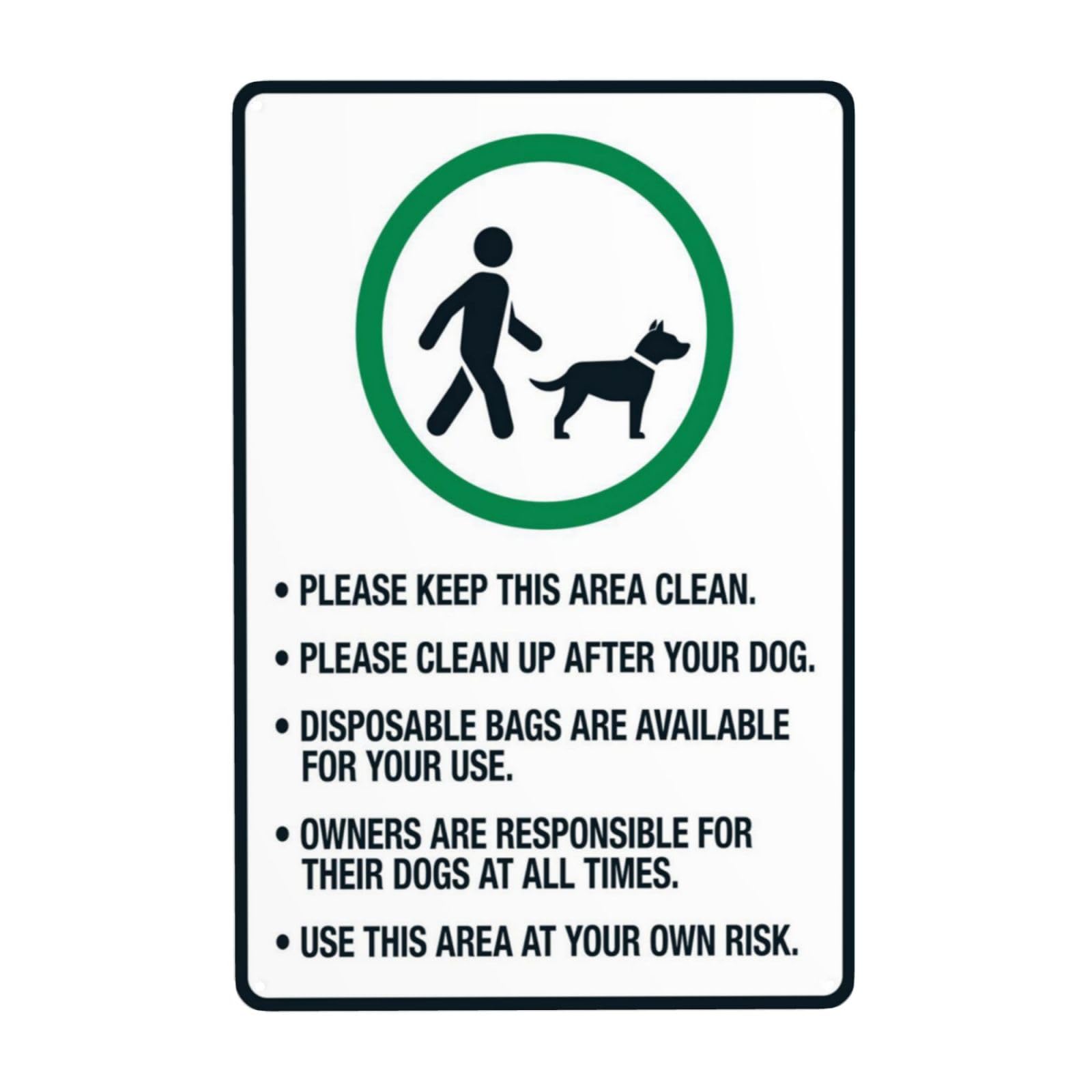 Keep Area Clean And Dogs On Leash Vintage Metal Pet Rule Sign 12x8 Inch