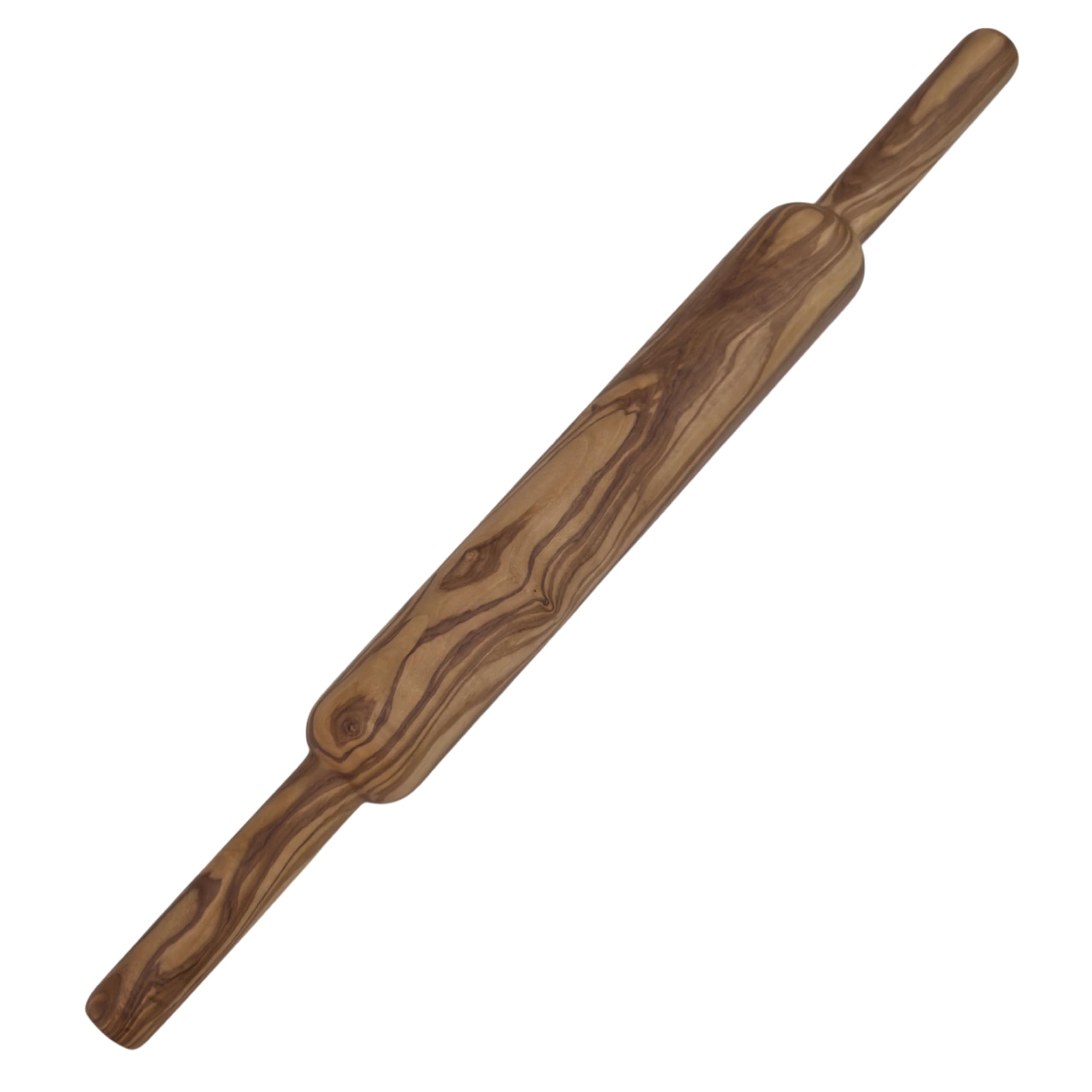 Rouleau à pâtisserie en bois d'olivier « Harmonie » avec poignées 45 cm Ø 4 cm – Rouleau à pâtisserie en bois pour pizza, pâtes, pain et pâtisseries