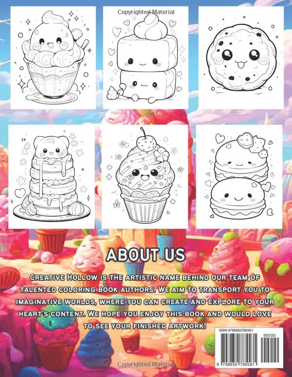 Miniatura 2 de Cute Kawaii Tasty Treats Coloring Book 25+ Adorable Anime Desserts with Happy Anime Faces - For Adults & Teens Relaxation (Creative Hollow Kawaii