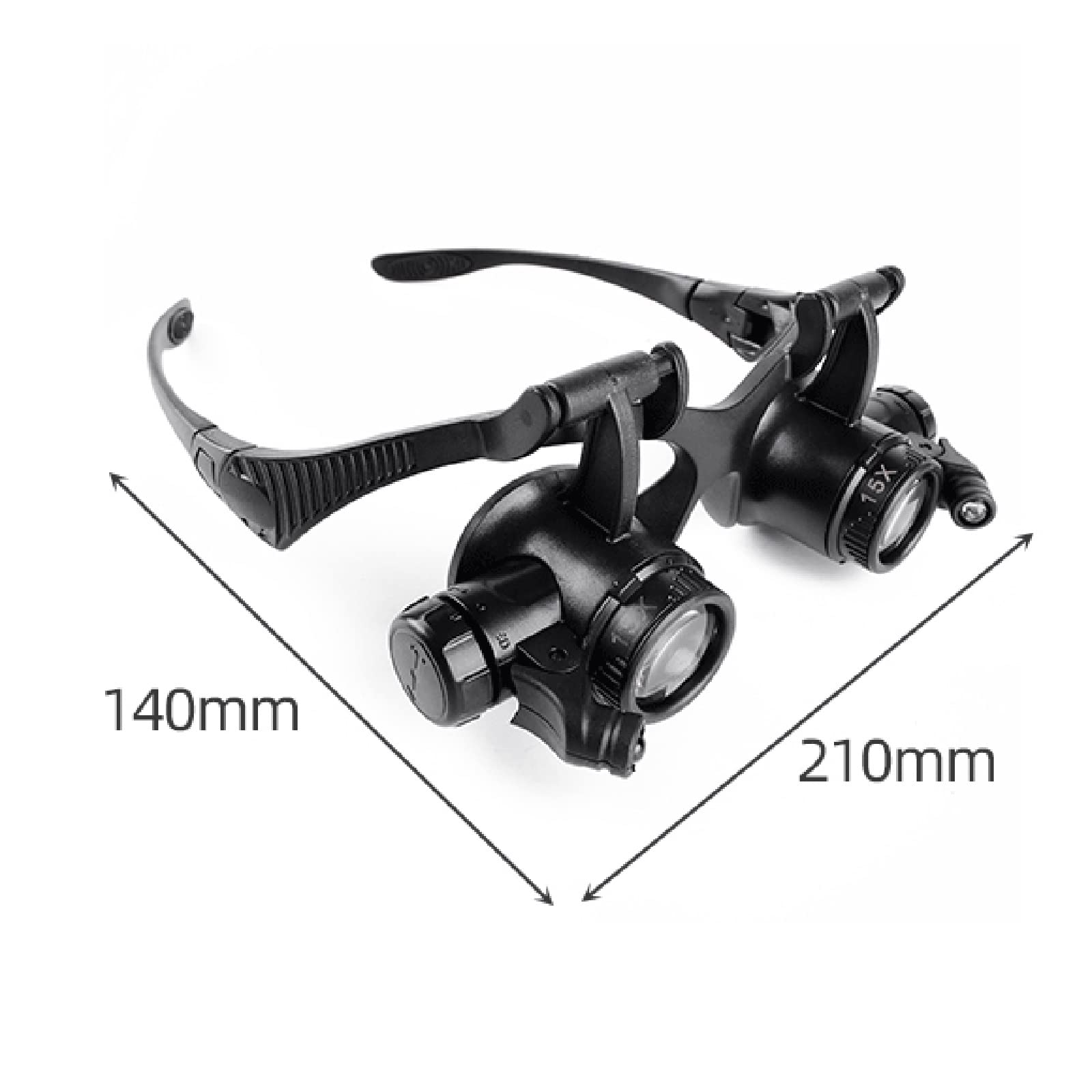 Lupa con Luz 2 Led - Gafas Lupa de Aumento para Leer, Lentes de Aumento Lectura, Reparaciones, Coser, Joyería y Relojería, Modelismo - 4 Lentes Ajustable (Size : 10X/15X/20X/25X)