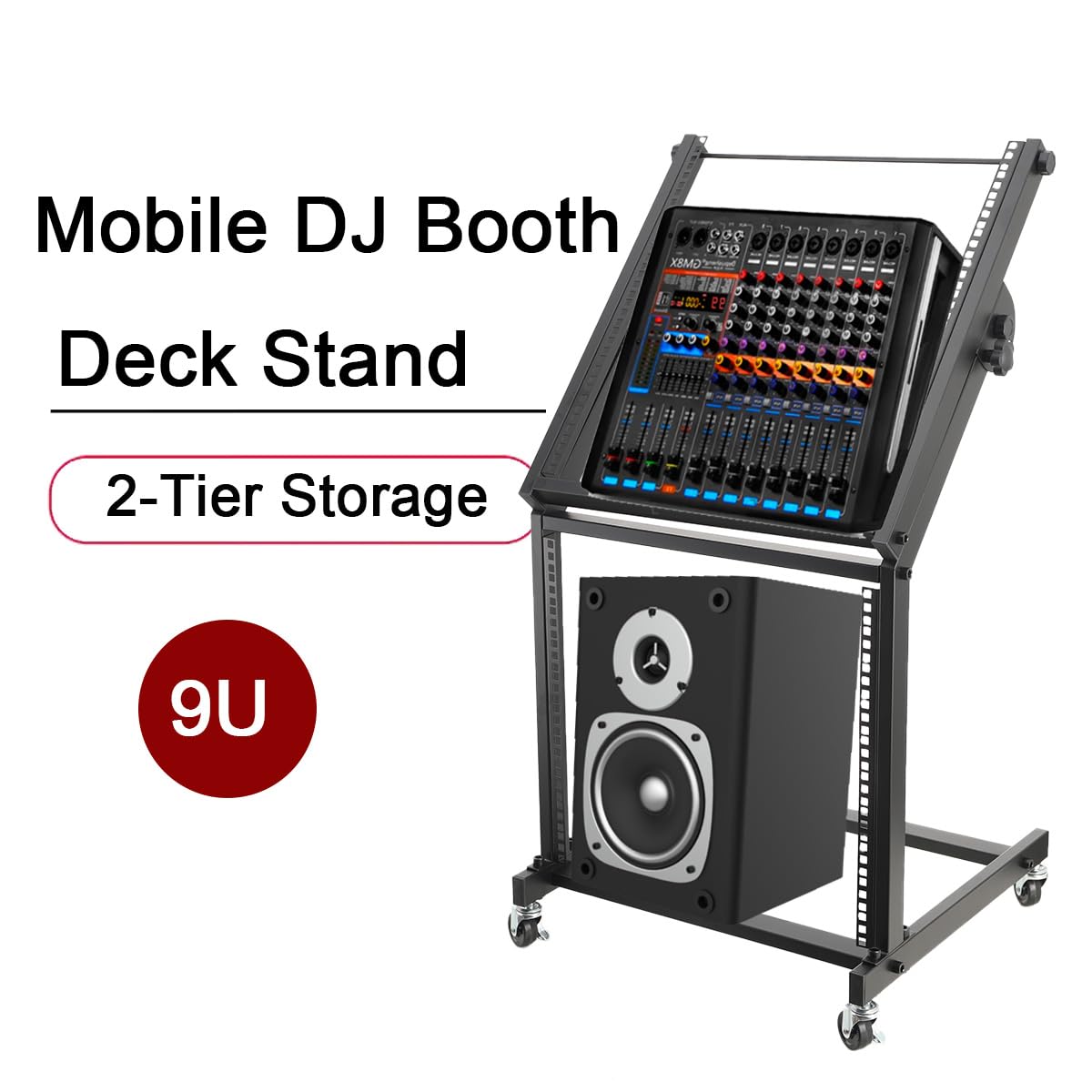 Rolling DJ Mixer Stand Stage Cart Adjustable Rack Mount Studio Equipment | Rolling DJ Mixer Stand Stage Cart Adjustable Rack Mount Studio Equipment Music Party Show 12UX