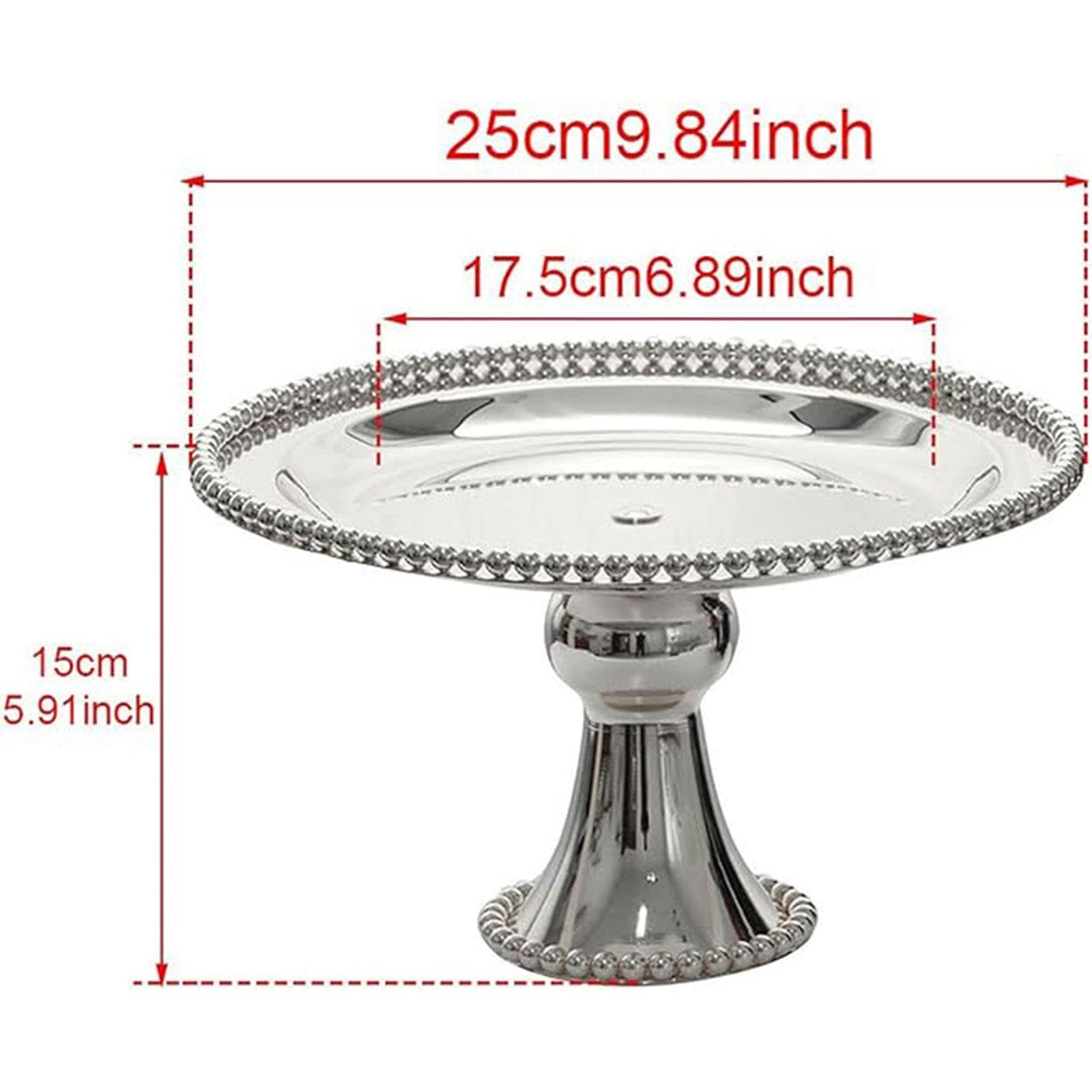 Présentoir à Gâteaux Plateau à Dessert Assiette sur Pied Cloche Pâtisserie Support En Fer Décoratif Robuste pour Service de Friandises Adapté à La Déc, Argent
