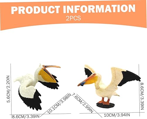Miniatura 5 de 2PCS Bird Figurines Home Decor, Miniature PVC Pelican Statues, Home Pelican Decor Figurines for Desktop Tabletop Decoration and Display