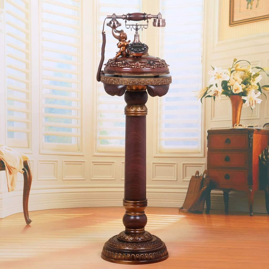 Qdid Antique Telephone, Vintage Retro Landline House Home Phone Handset, Corded Machine Fashion 60s Classic Dial (Color : Brown-2)