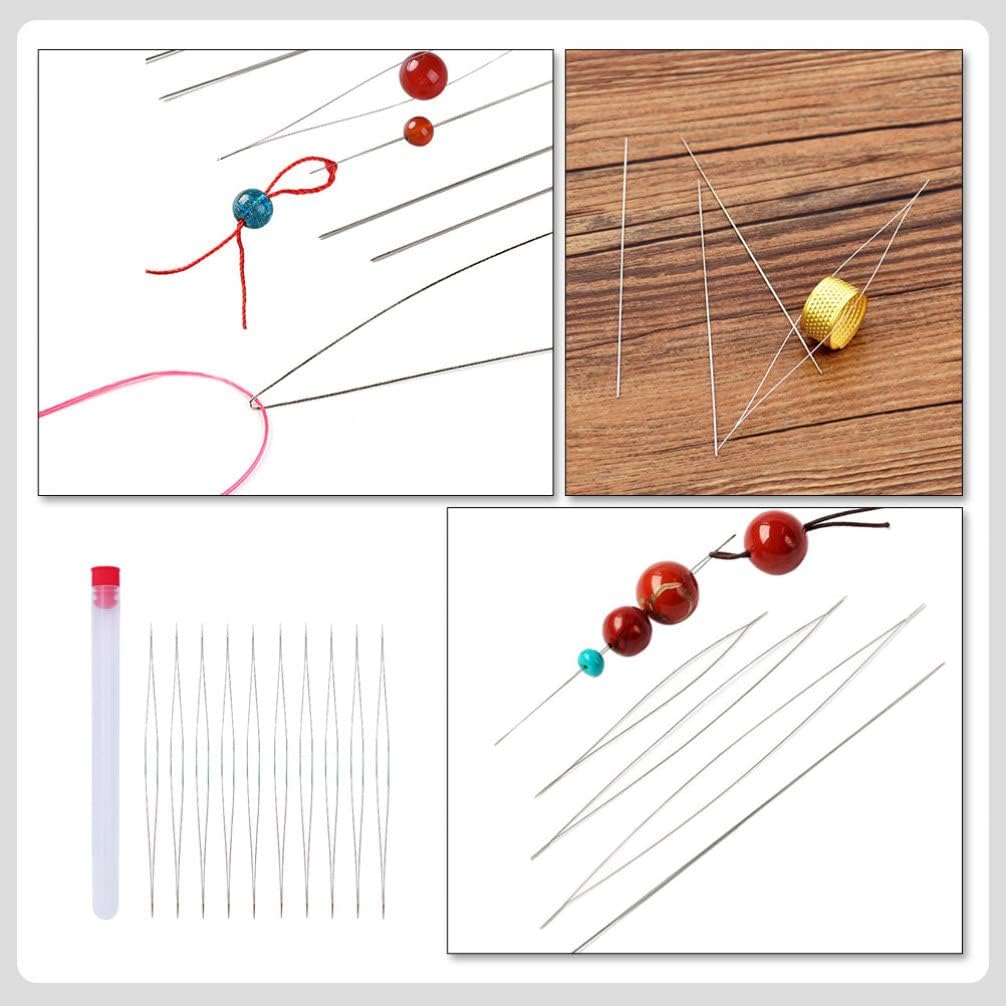 Wakauto 1set DIY Beading Needle Durable Manually Threaded Needles for Jewelry Making Easy to Use Corrosion Resistance for Crafting and Sewing Projects