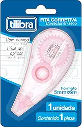 Tilibra - Corretivo em Fita 5mmx6m Rosa Claro - Blister com 1 Unidade