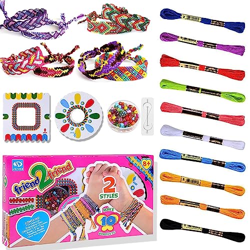 WIRSHO Friendship Bracelet Making Kit for 6-12 Year Old Girls | Kids Friendship Weaving Bead kit for Birthday Party Travel Activity | DIY Bead Bracelets Arts and Crafts kit