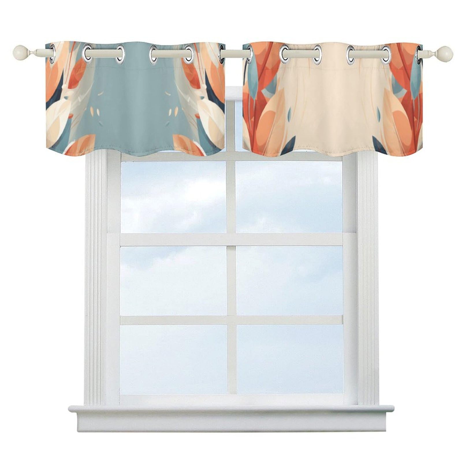 Rideaux occultants à isolation thermique motif feuilles abstraites - Lot de 2 de 132 x 45 cm