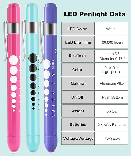 Miniatura 16 de MEUUT Paquete de 3 luces de bolígrafo para enfermeras con 6 baterías, accesorios médicos para enfermeras, accesorios de enfermería para el trabajo