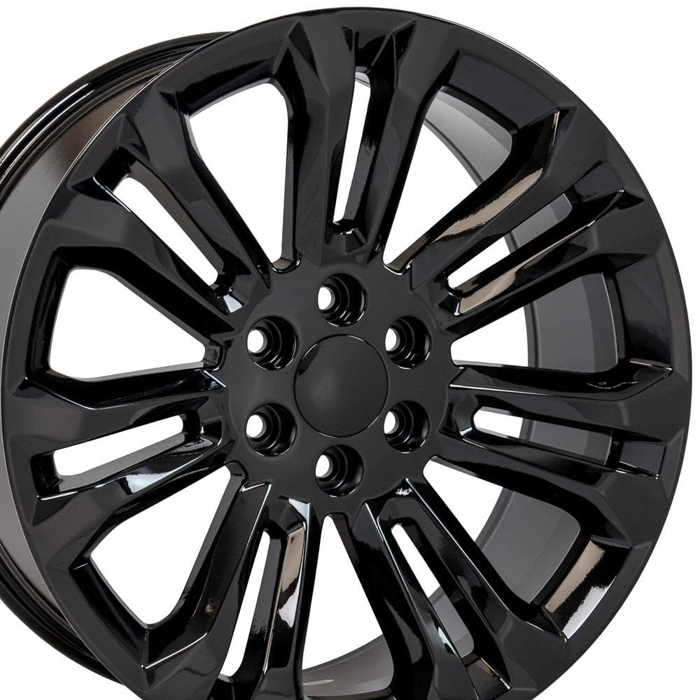 OE Wheels CV43B 22 Inch Rim Fits Silverado 1500 Style 6x139.7 22x9 Gloss Black - Hollander 5666 (1)