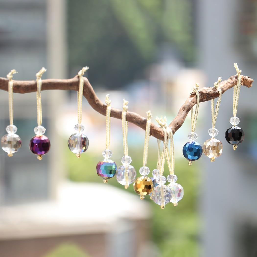 12 adornos de cristal para árbol de Navidad, diseño de prisma multicolor