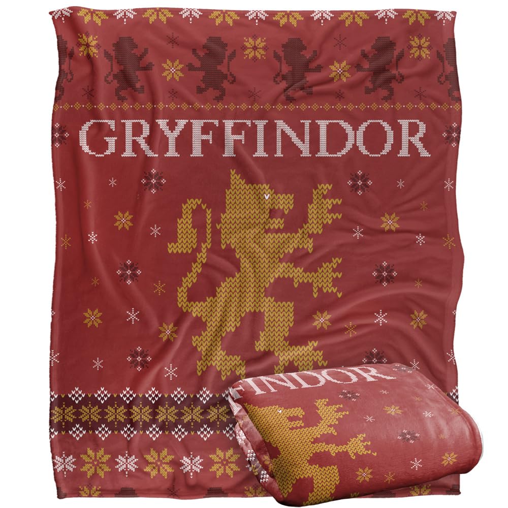Logovision Multicolor Harry Potter Blanket, 152 X 127 Cm Gryffindor Ugly Christmas Sweater Silky Touch Super Soft Throw Blanket