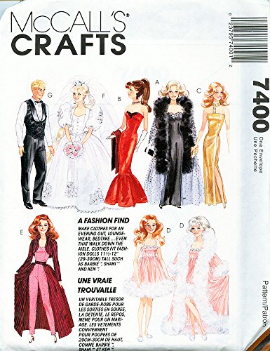 McCall's 7400 Vintage 90s Sewing Pattern Fashion Dolls like Barbie & Ken