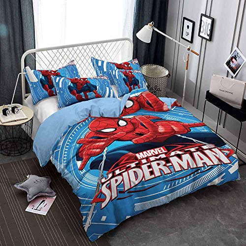 EU-VV Juego De Fundas Nórdicas Sin Hierro King Size -Spiderman - 3 Fotos Juegos De Fundas De Edredón De Microfibra Hipoalergénica Ultra Suave ((180x220 cm)-Cama de 105/135,Héroe 02)