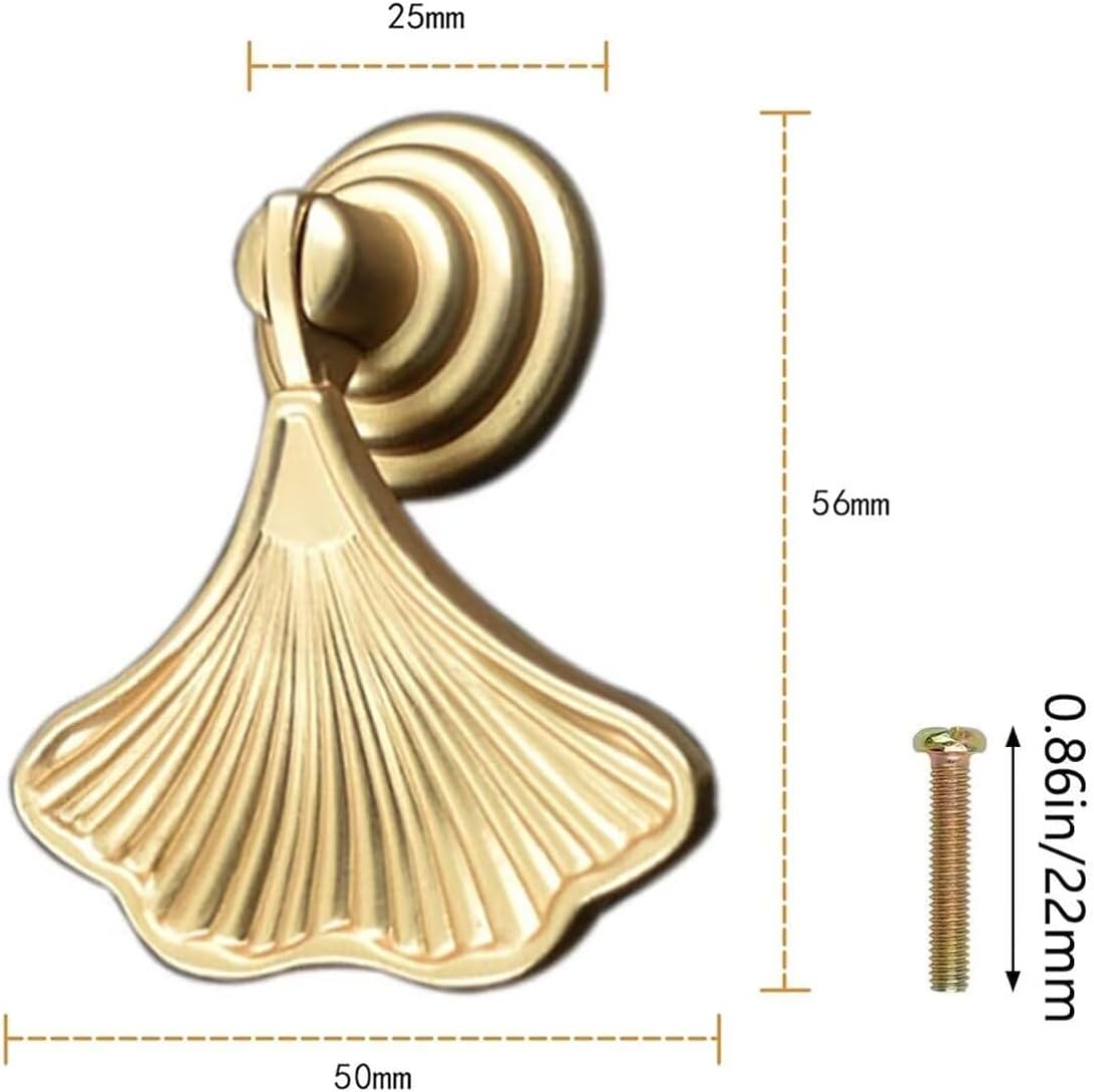 Ginkgo Leaf Cabinet Knobs, Vintage Floral Drawer Knob Pulls, Zinc Alloy Ginkgo Leaf Flower Drawer Pull Handles for Cabinets and Dresser(6 PCS,Gold)