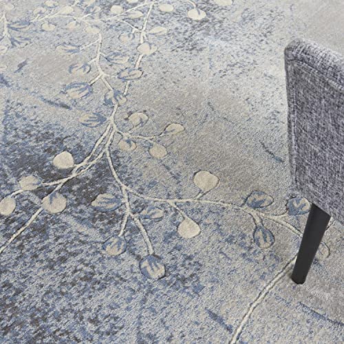 Nourison Somerset Contemporary Silver/Blue 7'9" X 10'10" Area -Rug, Easy -Cleaning, Non Shedding, Bed Room, Living Room, Dining Room, Kitchen (8X11) #TOP7