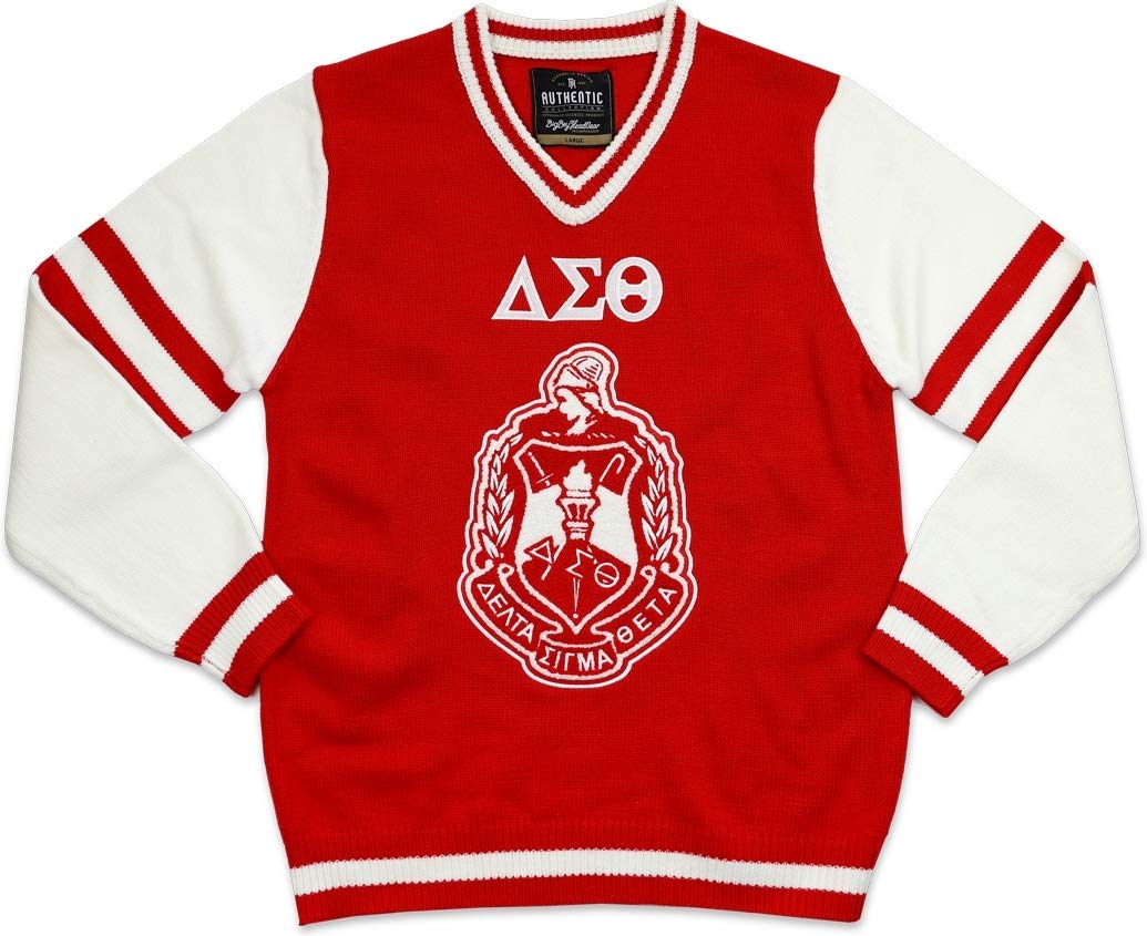 Big Boy Delta Sigma Theta Divine 9 S4 Ladies V-Neck Sweater Red - ID 27801-143-32-0-0