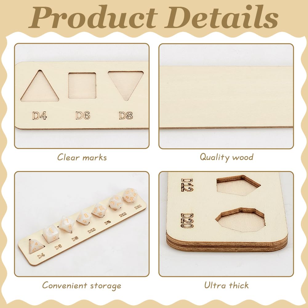 BENECREAT 3 plateau à Dés en Bois Plateau de Présentation de Dés Polyédriques Support de Rangement de Dés Blanc Antique pour Collectionneurs de Dés Donjons et Dragons