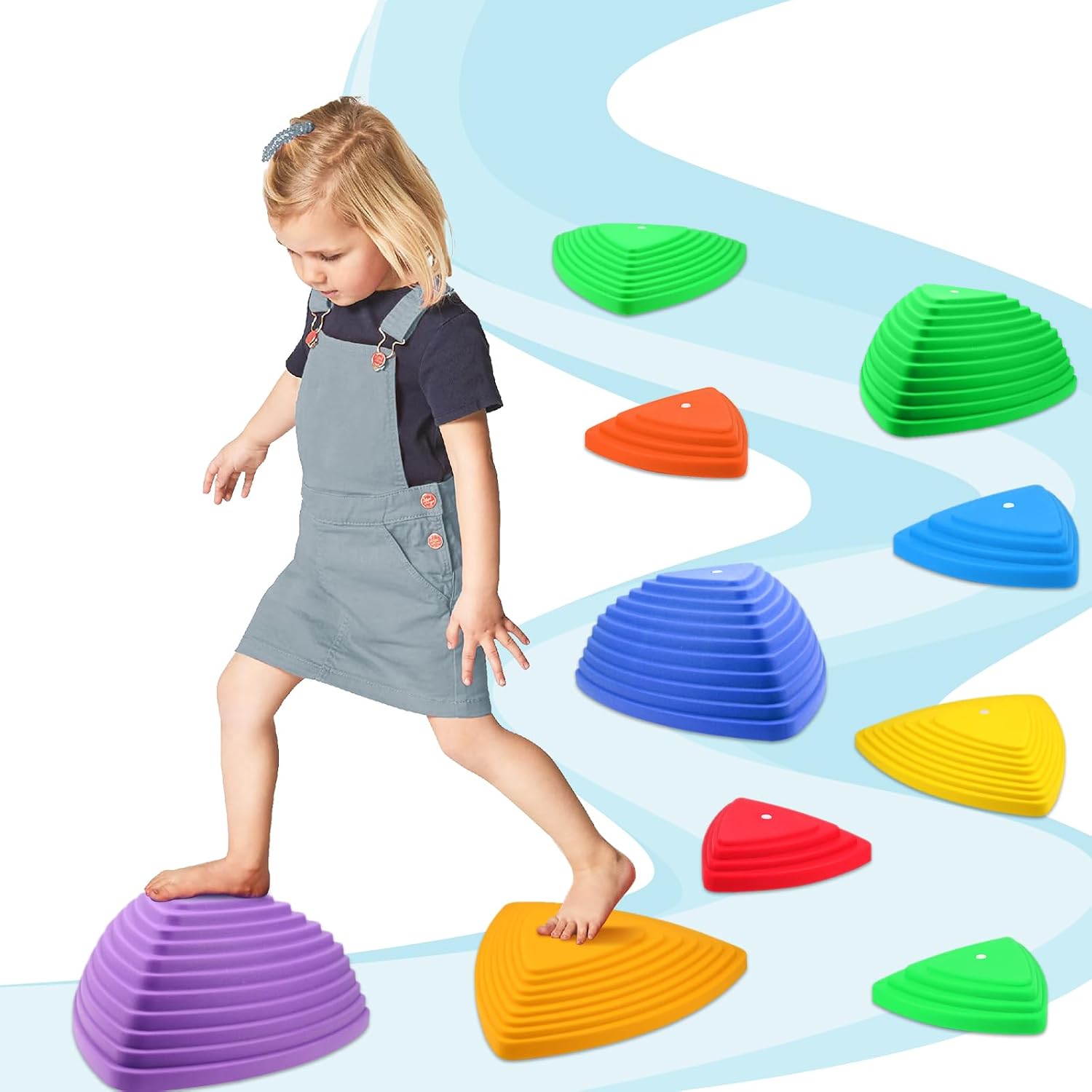 Gentle Monster Stepping Stones for Kids, Set of 6/8/11 PCS for Balance with Non-Slip Bottom - Exercise Coordination and Stability?11 PCS Classic?