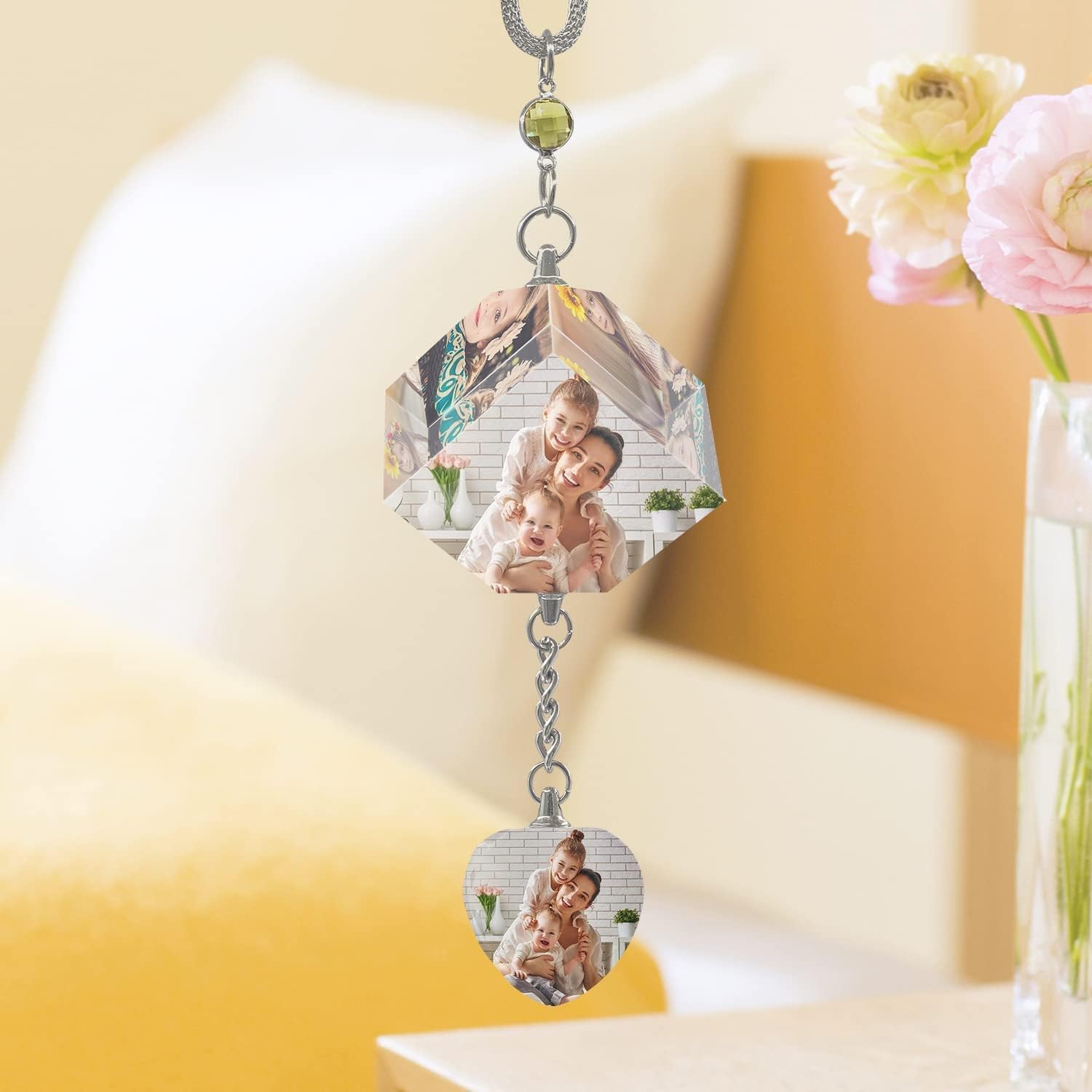 Photo Car Hanging Accessories, Lucky Ornament, Rearview Mirror Crystal, Picture Frame for, Home Decoration
