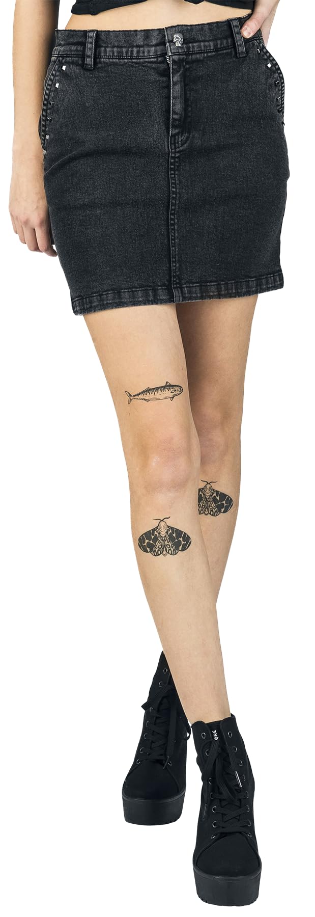Rock Rebel by EMP Donna Gonna Corta Grigio Scuro con Borchie