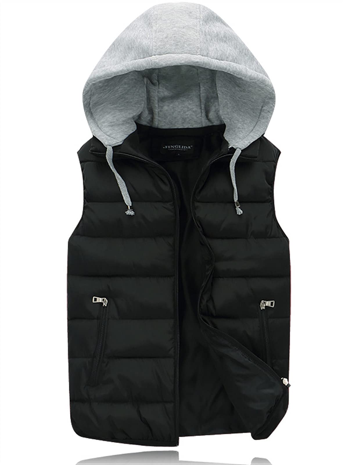 Gilet Smanicato Uomo Caldo Imbottito Invernale con Cappuccio Antivento Giacca Senza Maniche Sportivo Giubbotto Casual con Zip