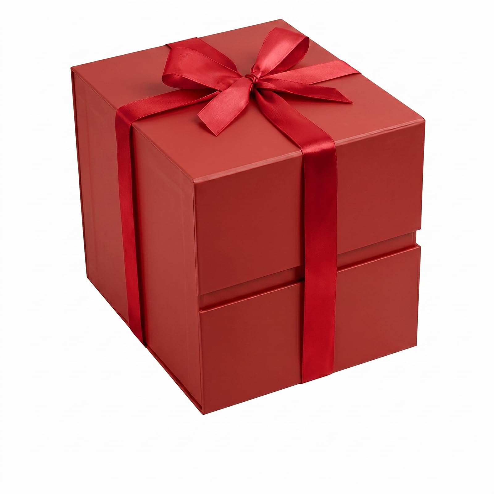 LIFELUM Red Gift Box for Christmas with Magnetic Lid, 7"x7"x7"