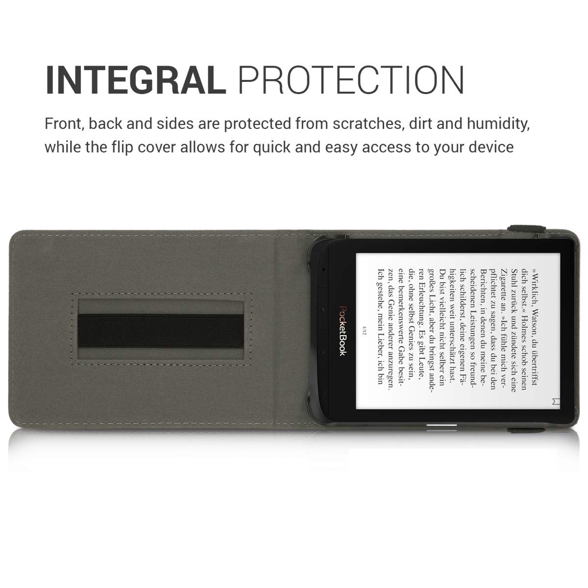 kwmobile Etui do Pocketbook Touch Lux 4/5/Touch HD 3/Color (2020)/ Vivlio Lux 5 - Etui z paskiem + stojakiem - Różowe złoto