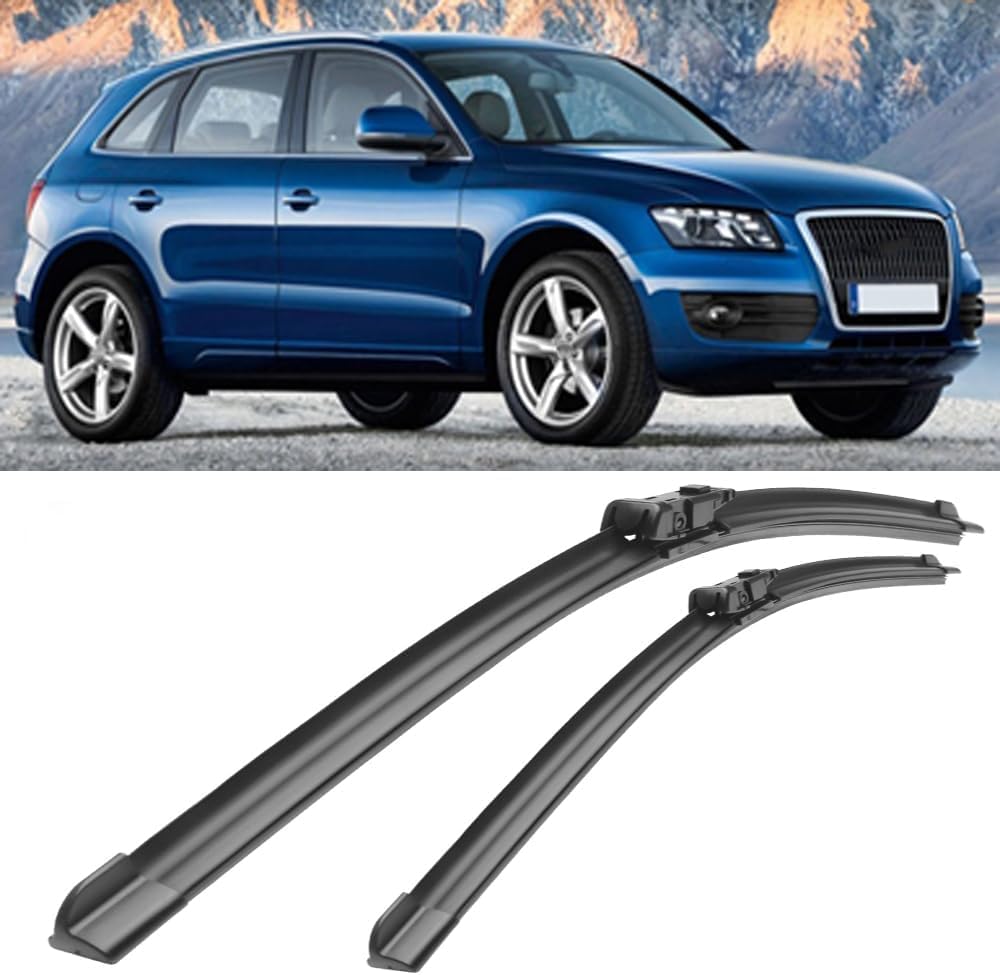 RESKIU Car Front Windshield Wiper Blade Set Replacement for Audi Q5 2008-2016, All Season Windscreen Wipers Quiet Easy Installation