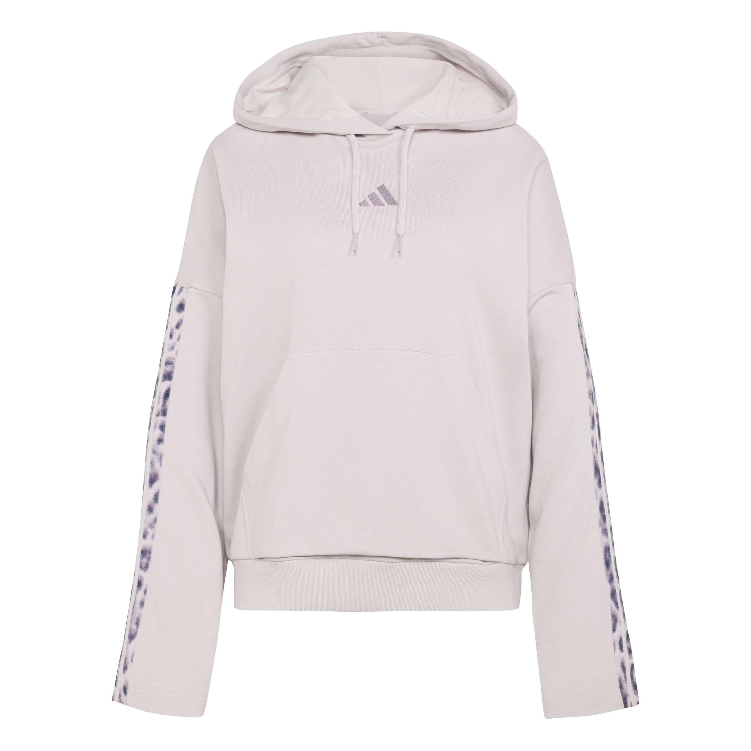 Adidas Sportswear Essentials 3-Stripes Print Hoodie Women's Grey/Leopard Large