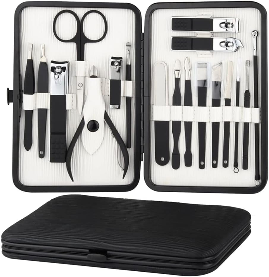 Nail Tools Set Cuticle Nipper 18 Pcs Professional Manicure Stainless Steel Cutter Scissor