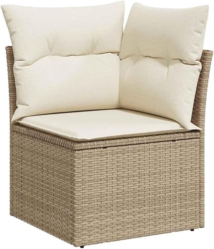 Miniatura 4 de 8 Piece Garden Sofa Set in Beige and Cream White with Modular Seating and Removable Cushion Covers, Weather-Resistant Outdoor Furniture for Patio