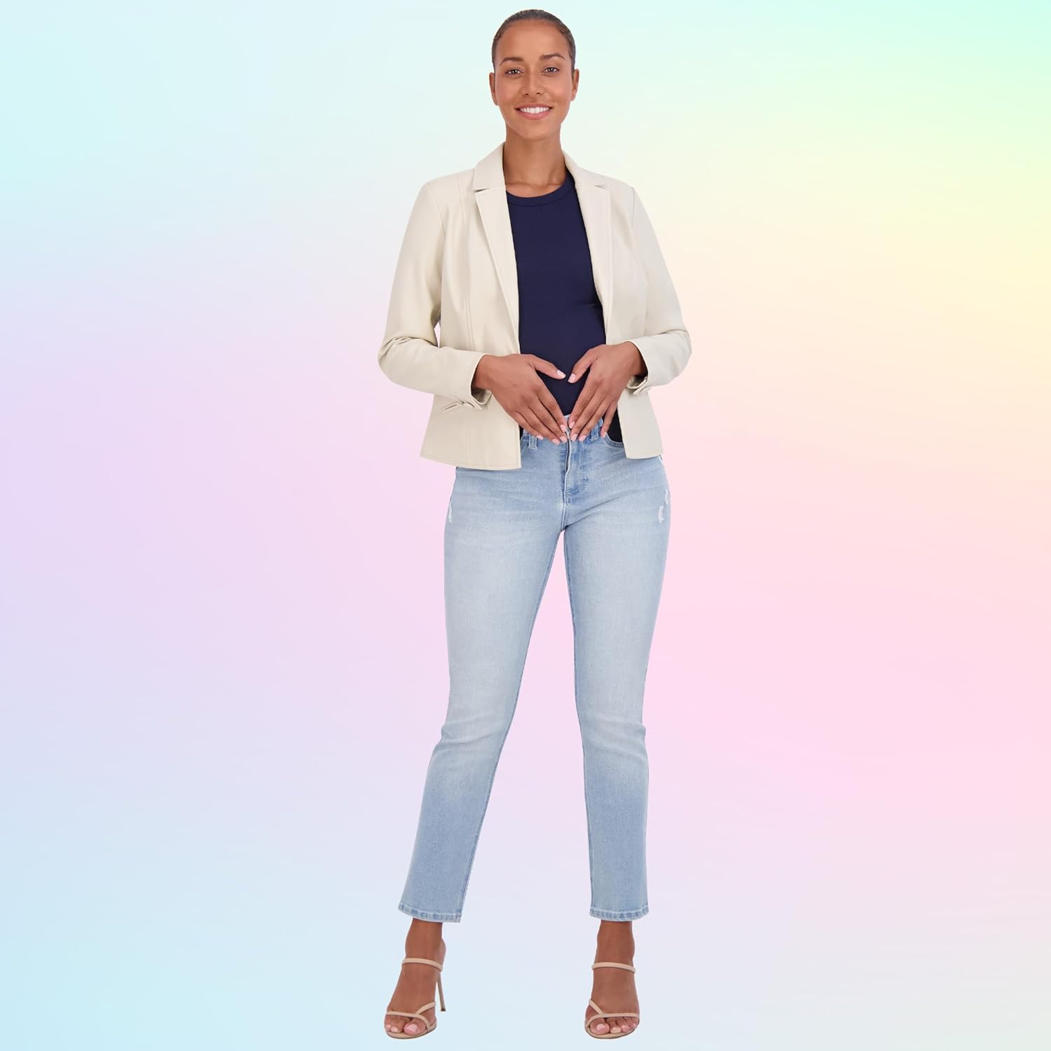 Savi Parker Maternity Jeans for Women, Straight Leg Elastic Under Belly High Waist Pant, Pregnancy Clothes for All Seasons - Image 3