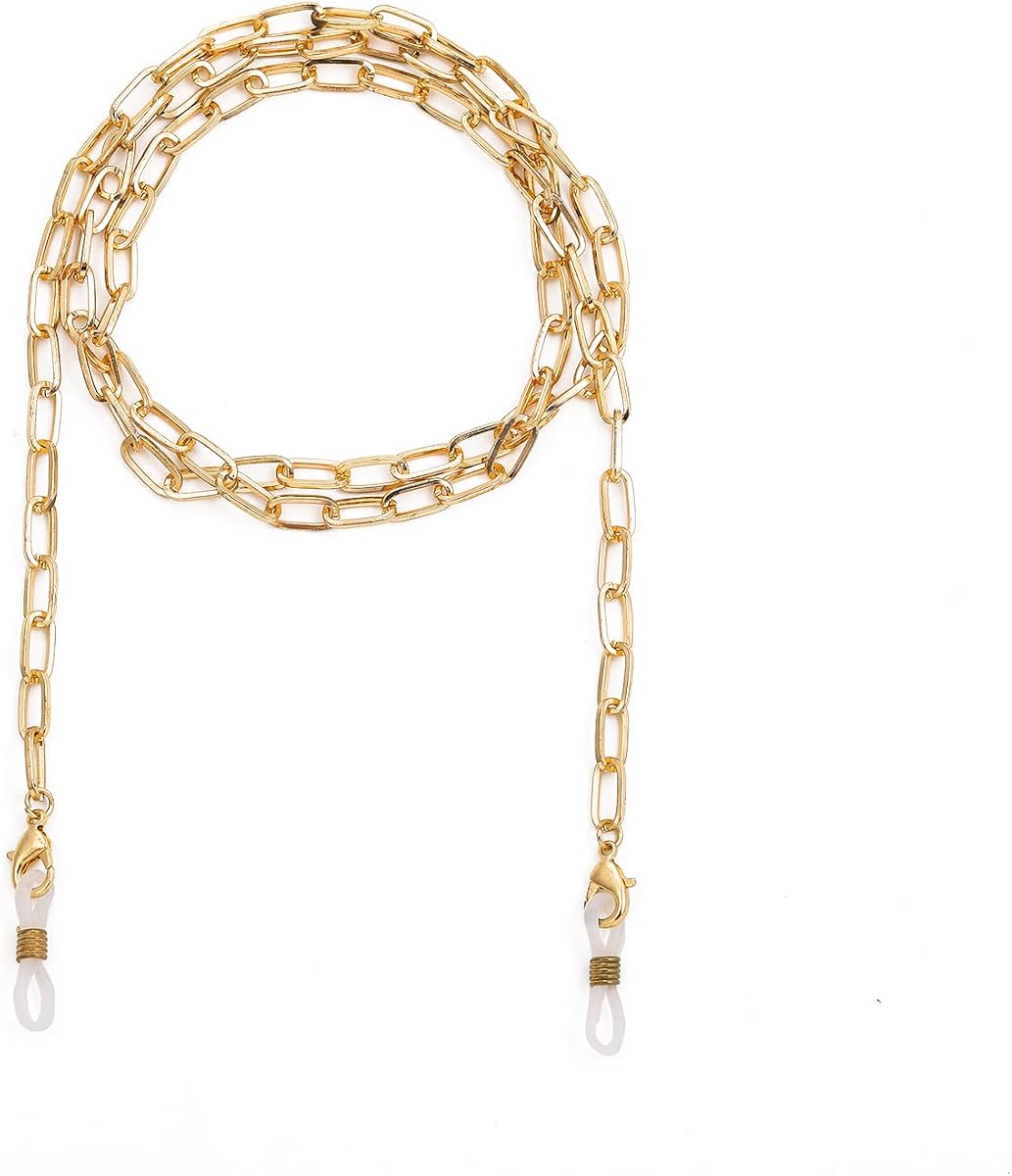 Cadenas para gafas, cadena para máscara facial, clip de papel, cadena de eslabones, collar, gafas de sol, retenedor de gafas de lectura para mujeres