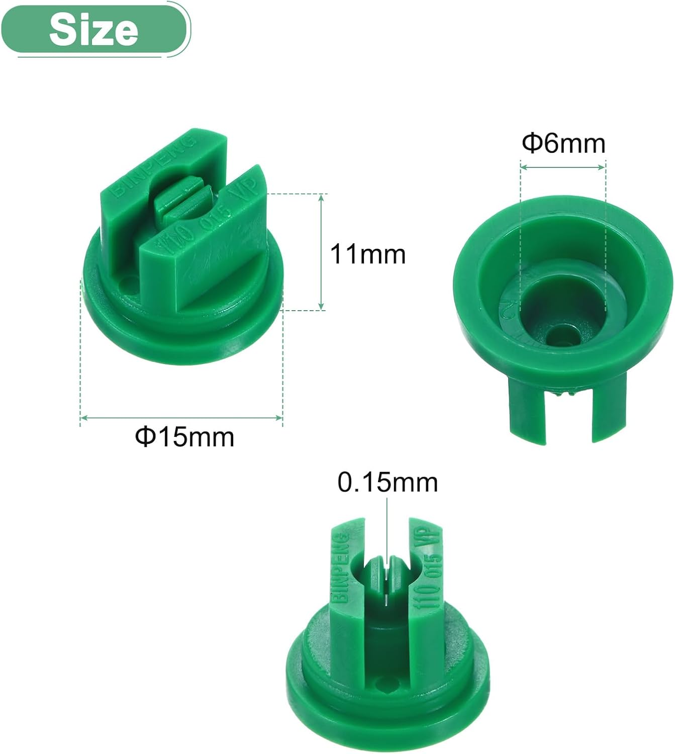 M METERXITY 12-Pack Flat Fan Spray Tip, 110 Degree Plastic Spray Nozzle Tips, 0.15mm Orifice for Agricultural/Garden Hose/Landscaping/Weeder/Cleaner/Cooling Sprayer Nozzles [Green]