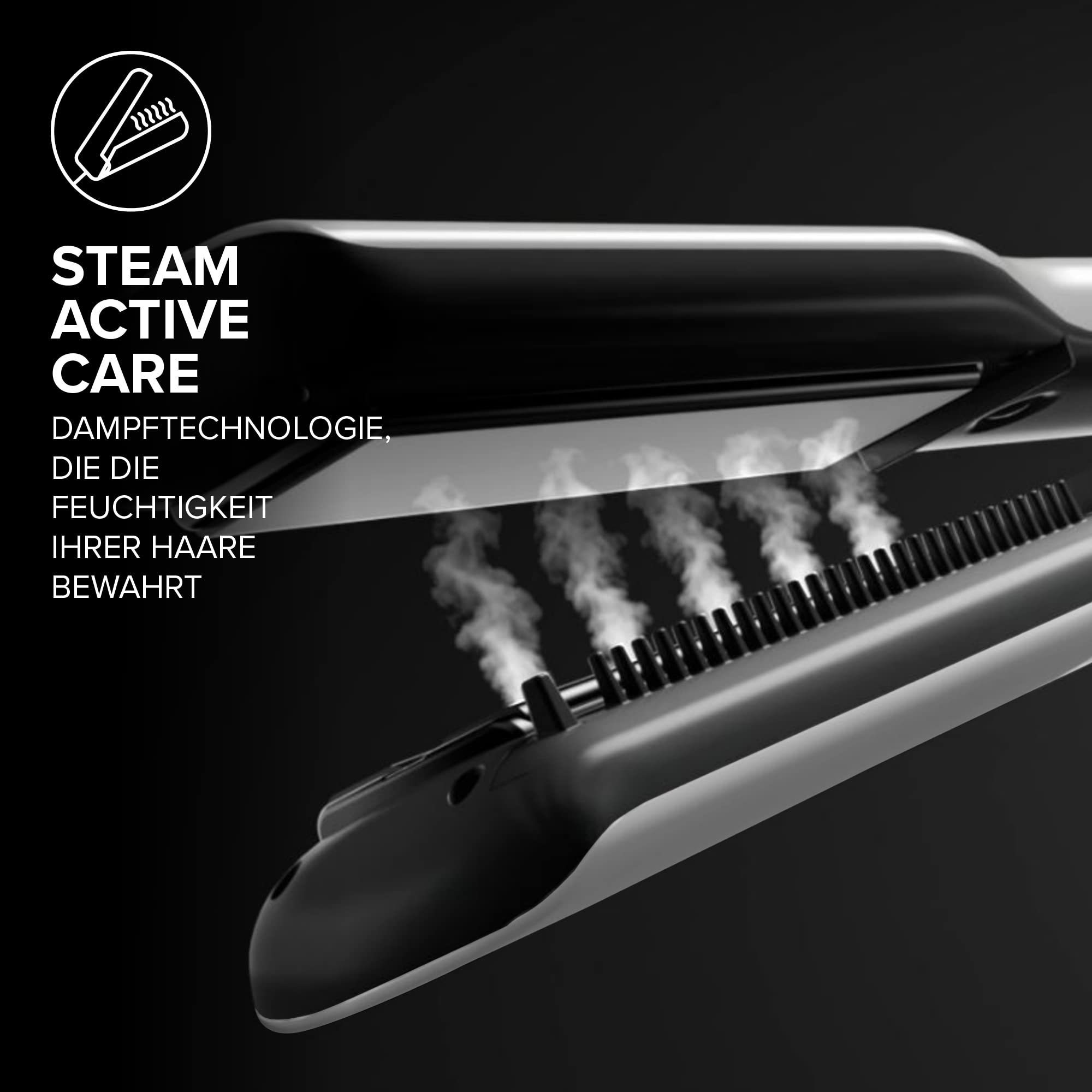 Bellissima Steam Elixir, Dampf- Haarglätter, glattes Haar in einem gang ohne Schäden, Glätteisen, Beschichtung aus Keramik und Arganöl, schnelle Erwärmung, 4 Temperaturen, hitzebeständige Schutzmatte