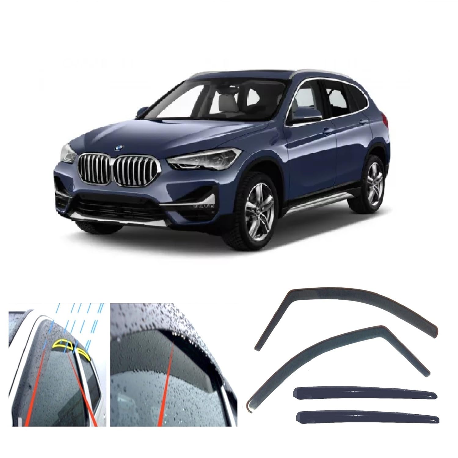 4 deflectores de viento para BMW X1 (F48) 2015 2016 2017 2018 2019 2020 2021 2022