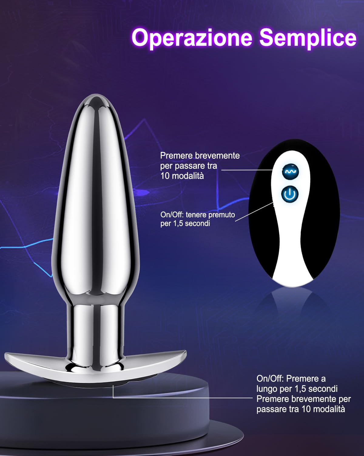 Vibratore Plug Anale-Dilatatore Donna Sexytoysys Uomo Coppia Vibratoreper Donna Professionale Wireless con Telecomando Sex Toys Vibratore per Uomo Vibratori (Metals)