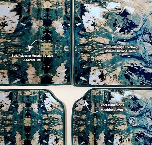 Image of CHIRON Premium Oriental Rug Look Car Floor Mat for Slavia Custom Fitted, Luxury Car Foot Mats Compatible with Skoda Slavia, Set of 5 Pcs, 100% Waterproof and Washable, Classic Blue