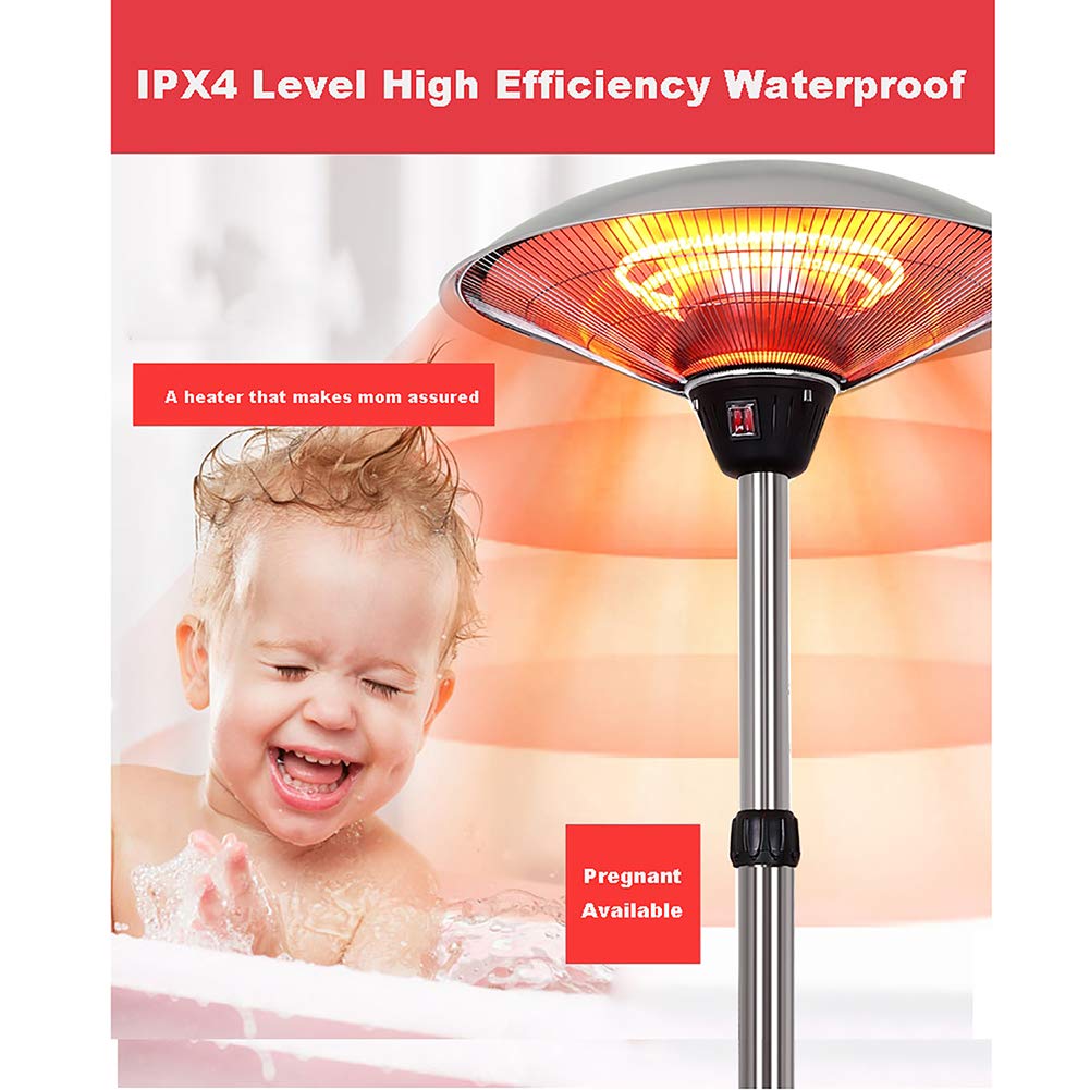 Stufa a Fungo Patio per Interno Esterno IP44 - Livelli di Potenza a Tre Livelli Riscaldatore per Patio per Protezione dal surriscaldamento, Resistente alle intemperie, Giardino (220V)