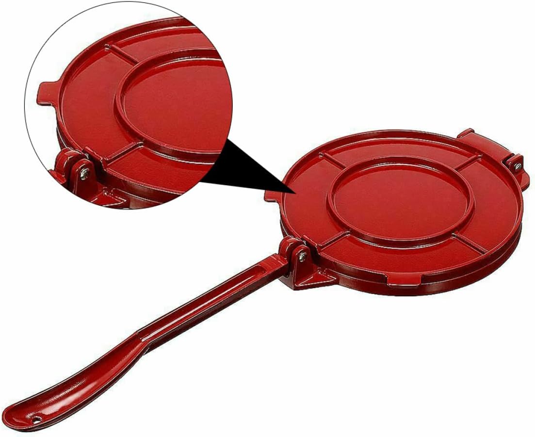 Manual Aluminum Alloy Tortilla Press 20cm Crimson Dough Maker for Corn Tortillas and Quesadillas Kitchen Accessory