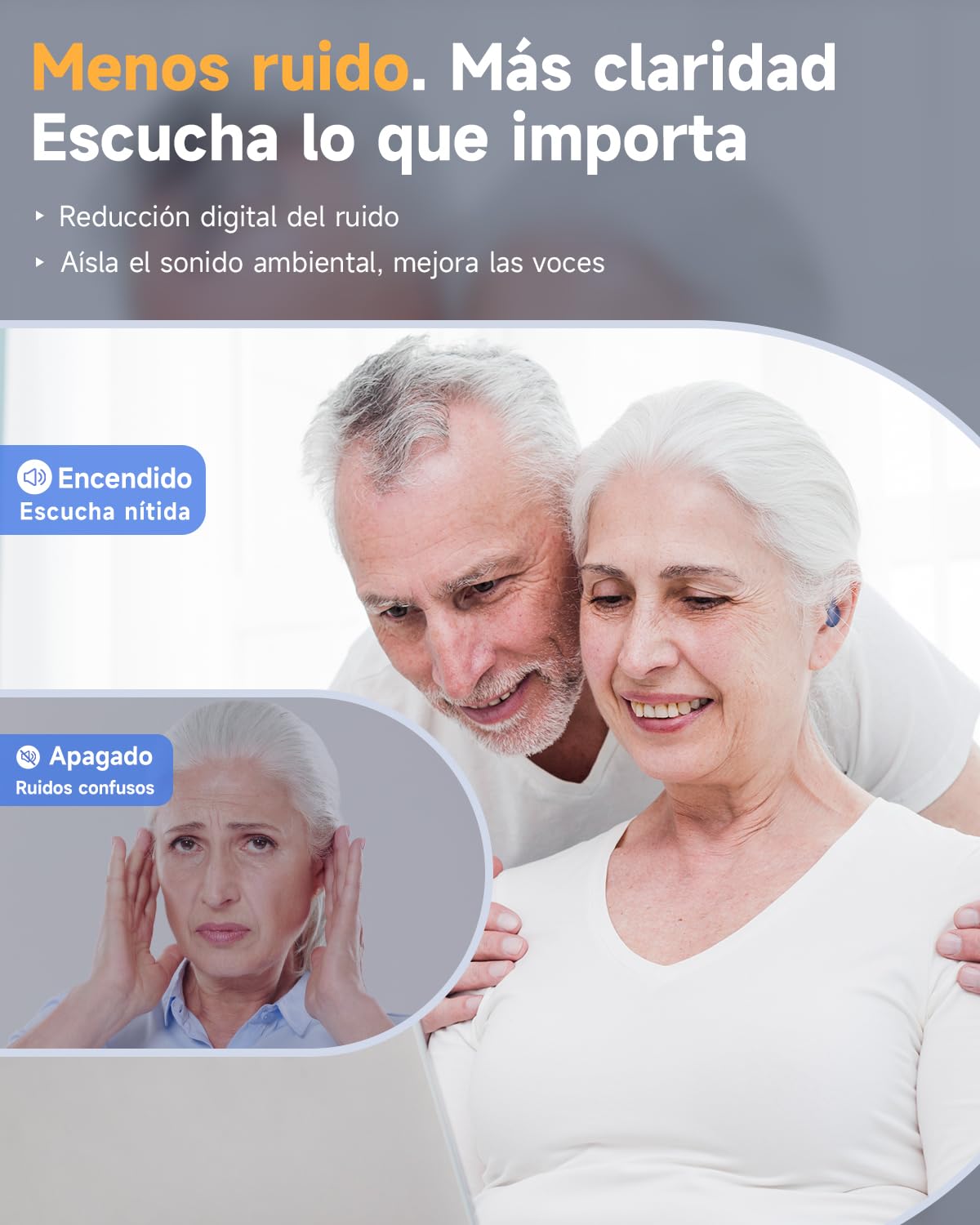 Britzgo dispositivo recargable con modo dual, 40 horas de audición clara, suaves ganchos de TPE (1, Azul)