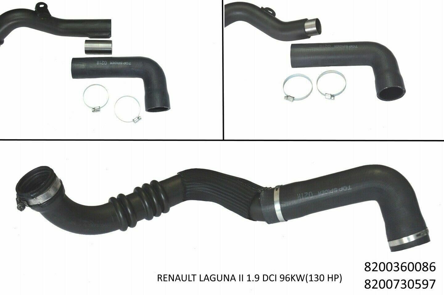 LLS-GERMANY Kit de reparación de manguera turbo compatible con Ren ault Laguna II, 1.9 dCi, 8200360086, 8200730597