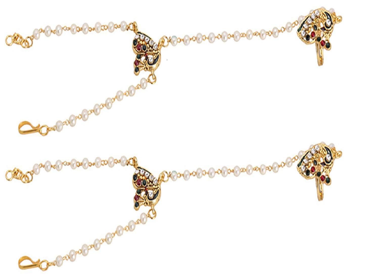Payal Jewellers Modern Red Brass Gold Plated Finger Ring Bracelet/Haath Phool for Women Set of 2 (B07J5HNJC1) Amazon Price History, Amazon Price Tracker