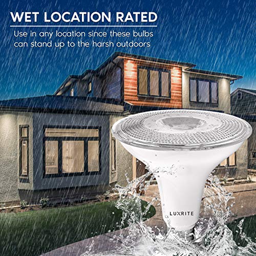 Luxrite Dusk To Dawn Par38 Led Bulb, 120W Equivalent, Automatic On Off Sensor, 5000K Bright White, 1250 Lumens, Wet Rated, Outdoor Security Spotlight, Ul Listed, E26 Base (2 Pack) #TOP2