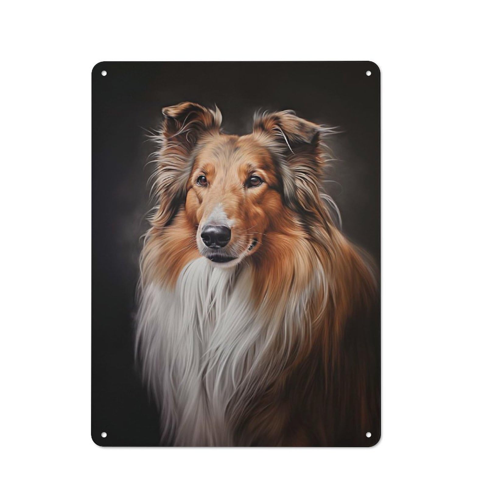 Junmoney Rough Collie Modern Vintage Office Metal Sign 40X30cm, Creative Space Decor For Home Office, Reading Corner Or Bedroom